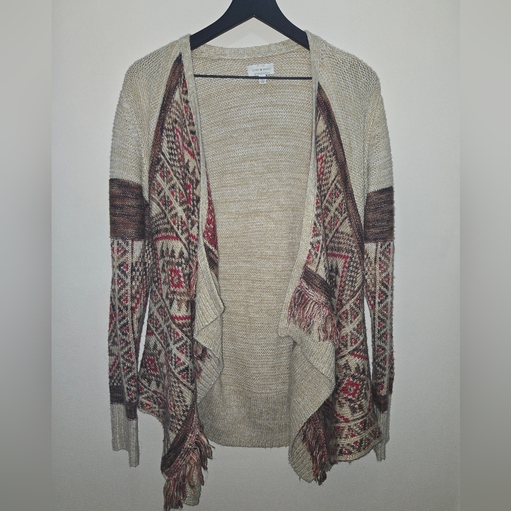 Lucky Brand Women's Knit Waterfall Cardigan [Medium] Western Aztec Cozy